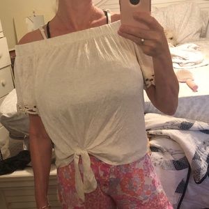 Oatmeal off shoulder blouse